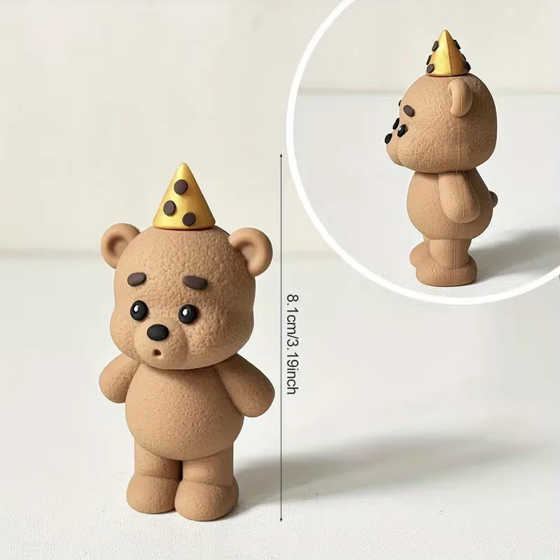 Bären-Kuchendekoration Niedlicher Brauner Teddybär Kuchenaufsatz für Kinder Jungen Mädchen 1. Geburtstag Party Deko Hochzeit Babyparty Zubehör