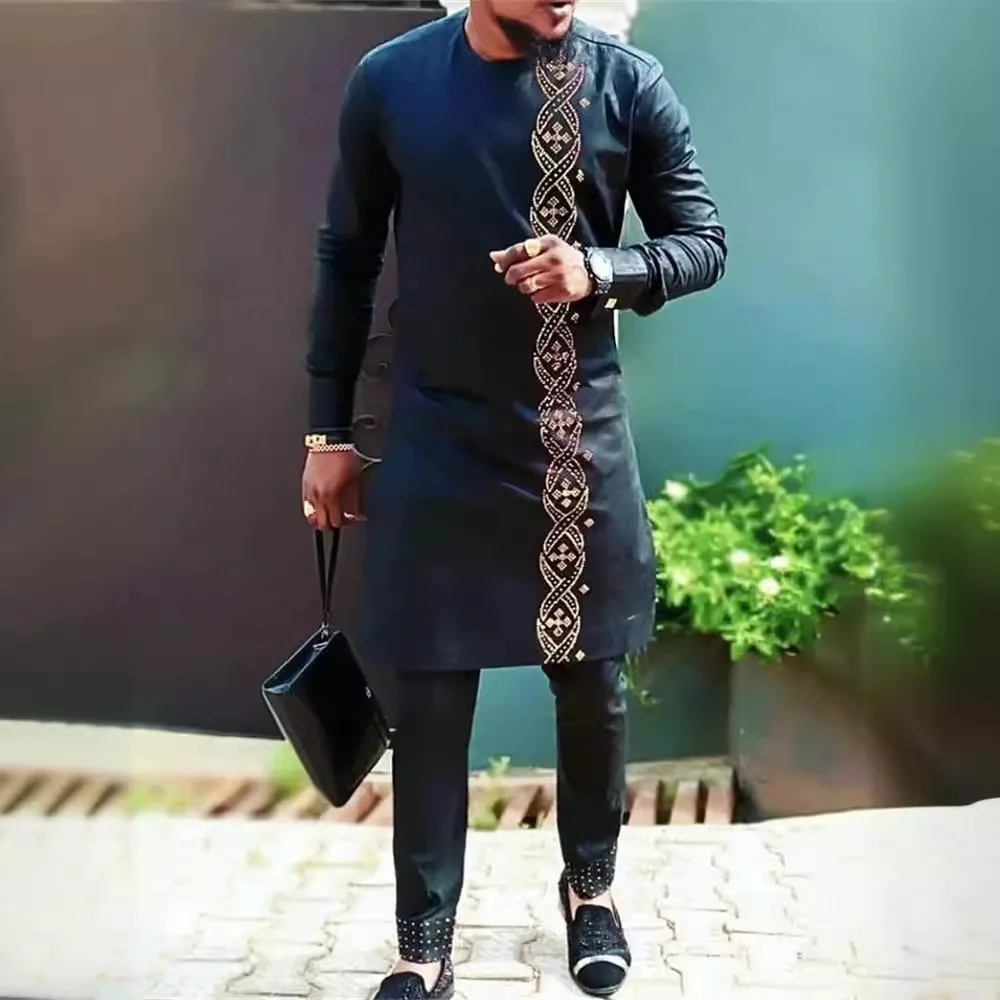 Men's luxury fashion casual print two-piece set