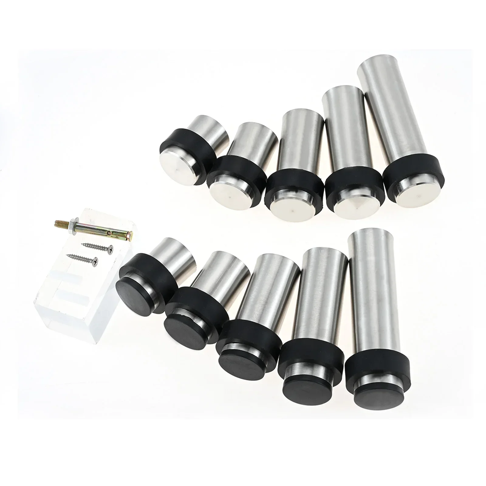 Stainless Steel Mute Door Stopper Floor Wall Mounted Anti-collision Cylindrical For Wood Glass Ceramic Tile Doors 1Pc door stopper
