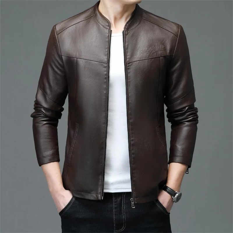3 Colors!2023 Men's Leather Jackets Business Leisure Autumn Fashion Coat PU Leather Jackets Men's Clothing  Mens Leather Jacket