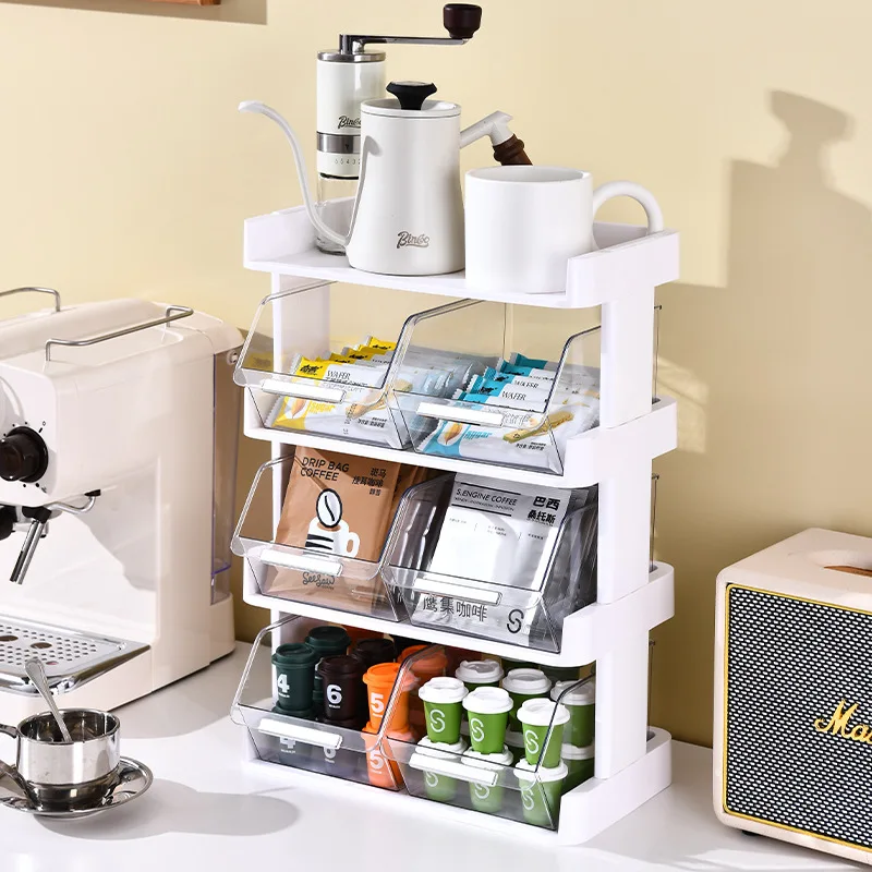 Tea Bag Storage Box Office Coffee Organizer Drawer Rack Mask Lipstick Cosmetics Rack Kitchen Organization Desk Storage Station 2