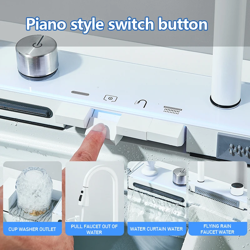 Stainless Steel Digital Rain Faucet Kitchen Sink