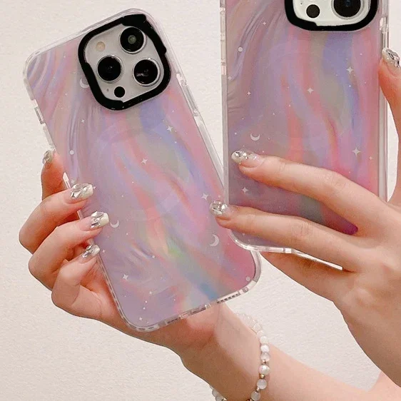 MagSafe Acrylic Polar Lights Phone Case Cover for IPhone 11 12 13 14 15 Pro Max Case for IPhone 15 Pro Max