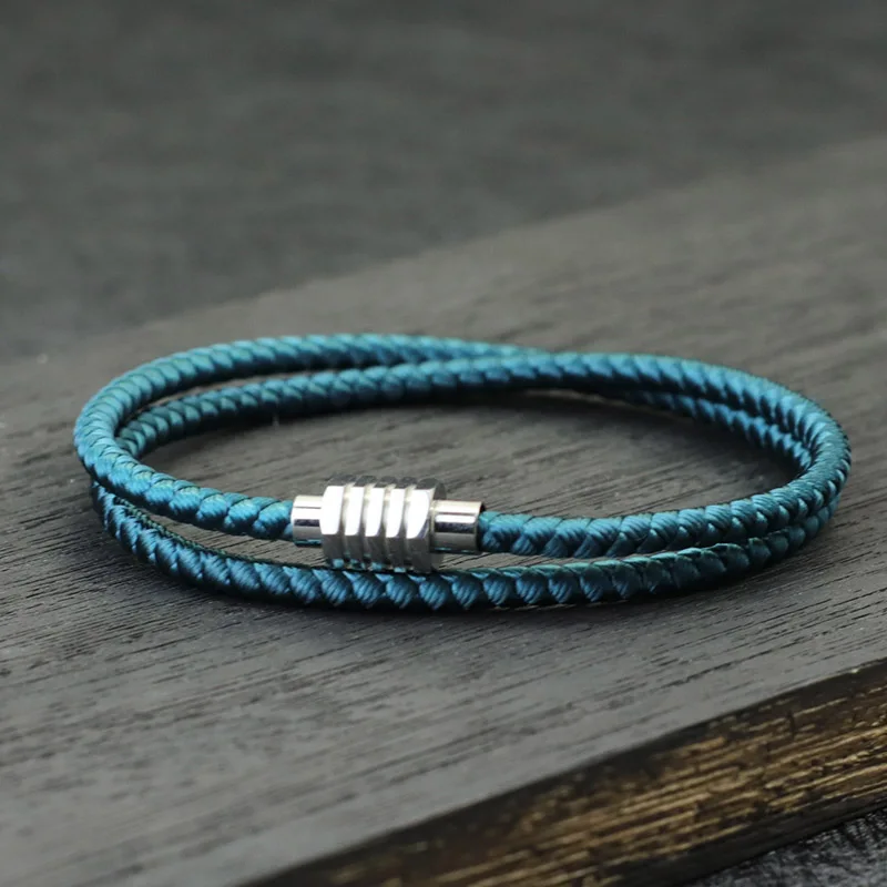 Stainless Steel Magnetic Clasp Men Keel Rope Bracelet