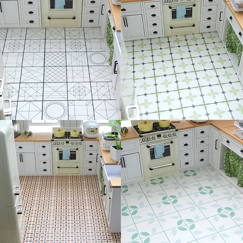 1:12 Dollhouse Miniature Floor 15*15CM Wallpaper Flower Tiles Living Room Dining Room Bathroom Furniture Decor Toy 1 12 dollhouse miniature floor 15 15cm wallpaper flower tiles living room dining room bathroom furniture decor toy