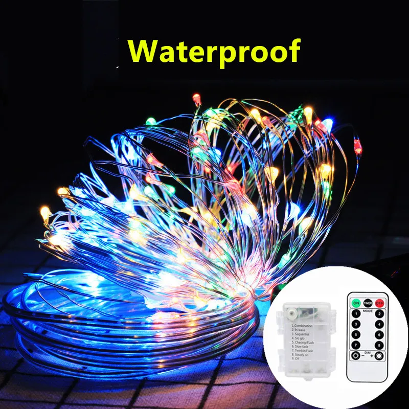 

DIY Wedding Party Camping Decoration Light Remote Timer Control 8 Mode Christmas Fairy String Light Waterproof Copper Wire Light