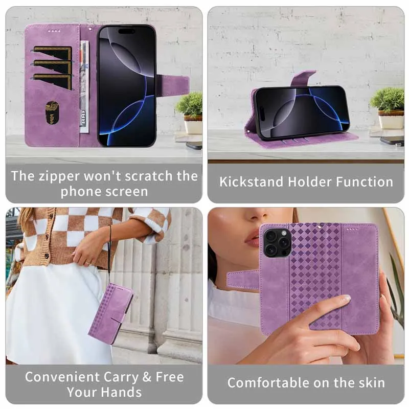 Elegant Leather Flip Phone Case with Magnetic Book Wallet and Card Holder