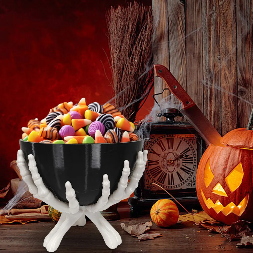 Halloween Candy Bowl Gothic Skeleton Hands Candy Storage Holder Multifunctional Halloween Organizer Holder Scary Home Decoration 5
