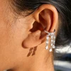 Boucles d'Oreilles Double 2 Piercing pour Femme, Goutte d'Eau, Tendance, Romantique, 5A CZ, Station Link, JoTassel, 1 Pièce