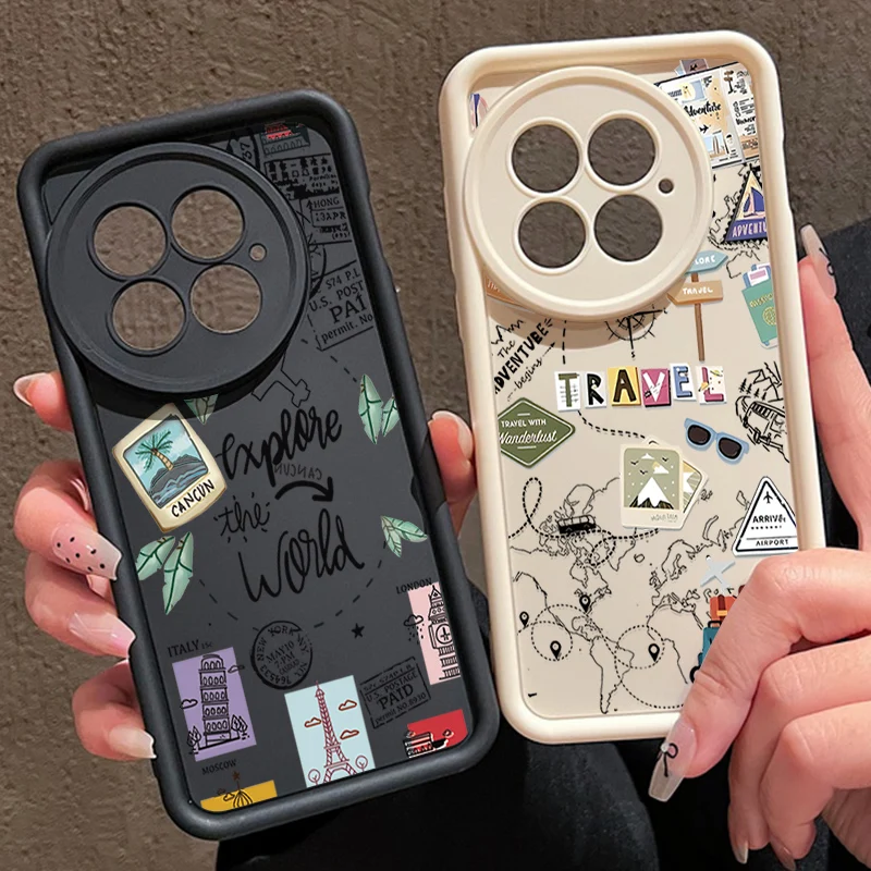 Soft Silicone Shockproof Phone Case with Travel Map Design
