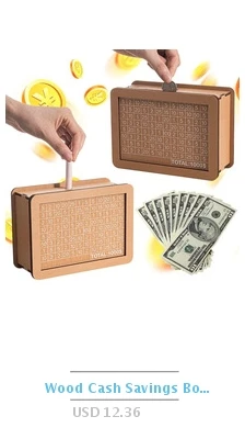Description Picture 3 of itemWooden Cash Savings Box 1000/2000/3000 Euro/Usd Money Saving Case Reusable Money Save Box with Goal and Numbers tirelire