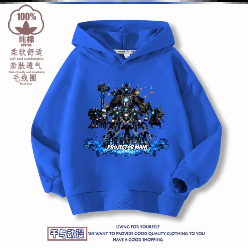 

Skibidi Toilet Titan Photographer Suit Printed Long Sleeve Sweatshirt Trousers Monitor Children's Clothing Hooded Sweatshirt
