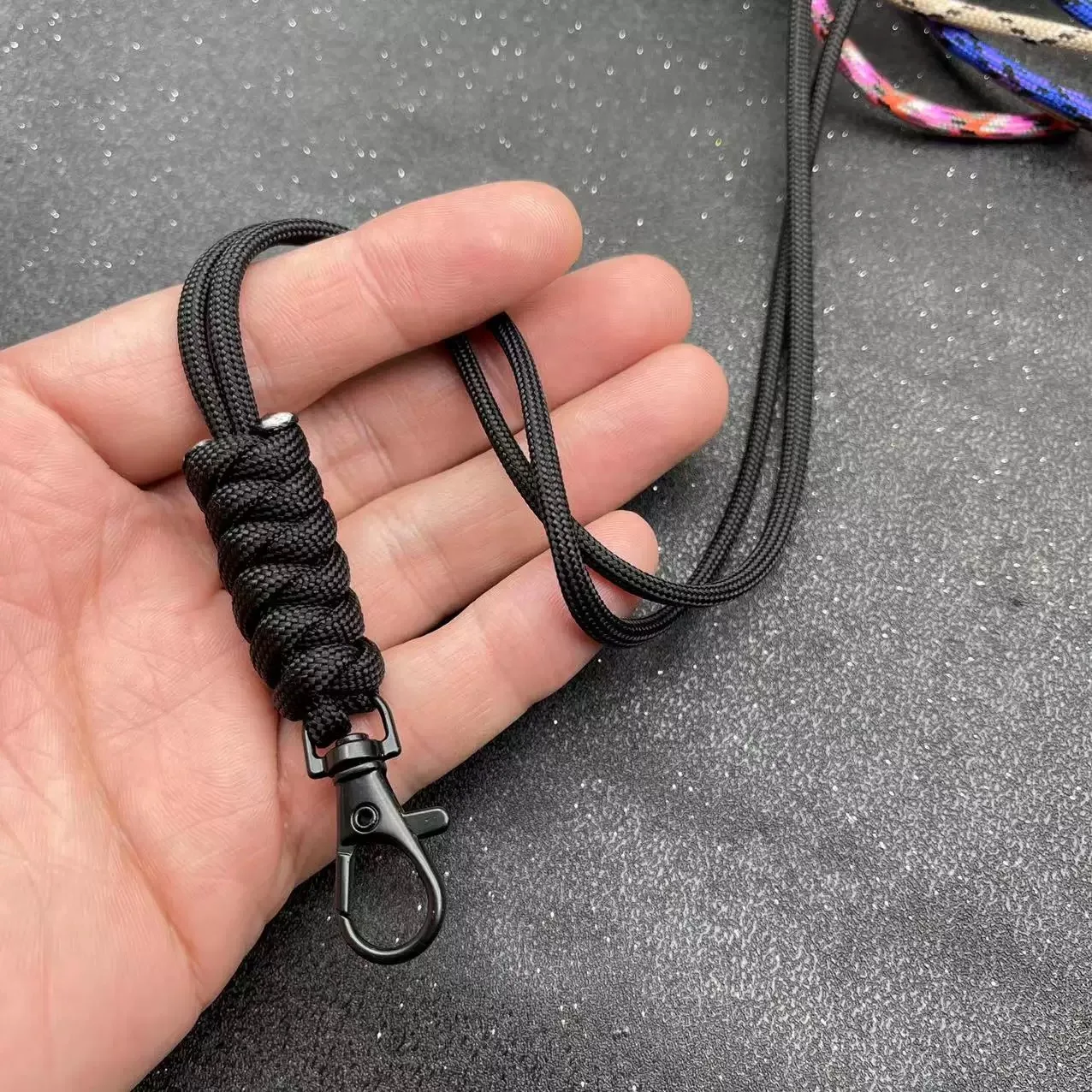 Enhanced Nylon Braided Adjustable Lanyard with Keychain and Wrist Strap