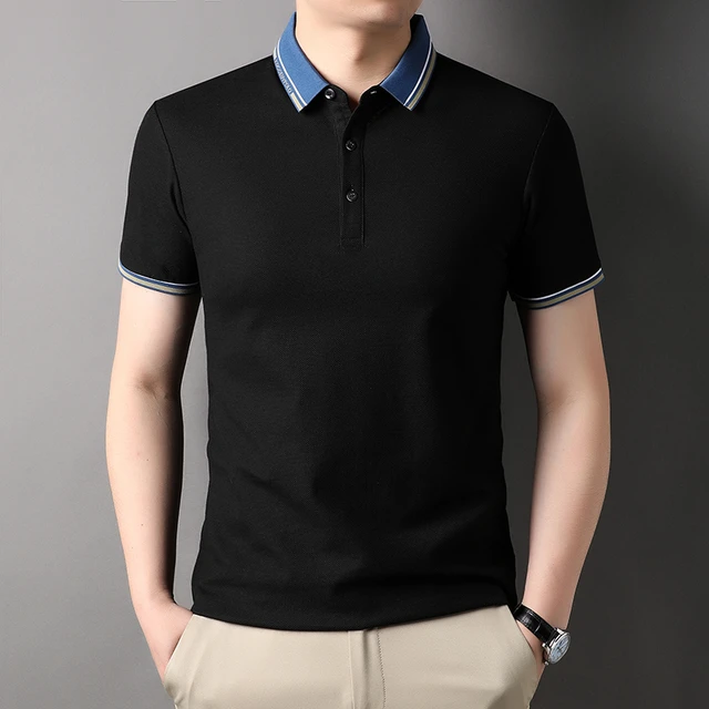 Polo de manga corta para hombre, camisa 2023 de algodón, ajustada, de Color  sólido, informal, 100% - AliExpress