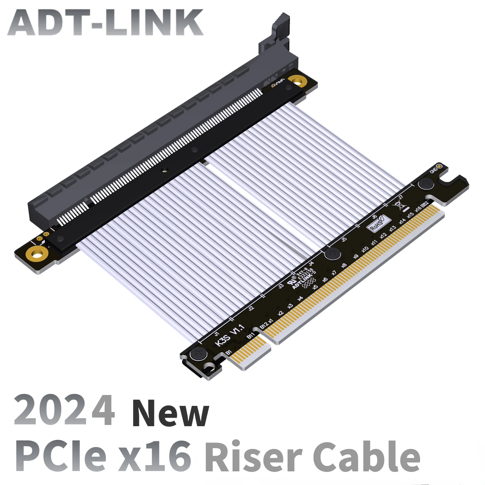 

2024 ADT Brand New PCI Express 5.0 4.0 X16 Riser Cable RTX4090 Graphics Video Card GPU Extender Cable Gen5 16X for ATX PC Gaming