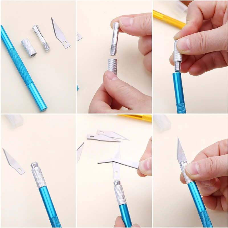Leather Carving Knife Leather Engraving Knife 3 Size Replaceable Blades Finger Protector Tools carving knife