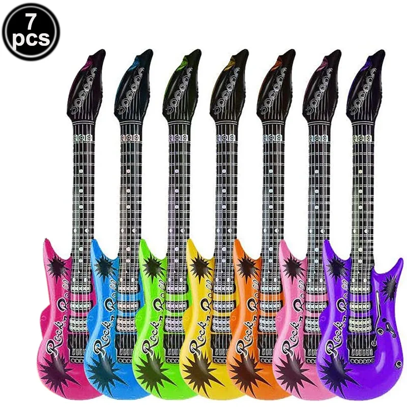 Embhlitfe 12 Chitarre Gonfiabili In Alluminio - Set Giocattoli Rockstar Per Feste A Tema Musicale, Decorazioni Gonfiabili Per Bambini E Adulti - 84 Cm