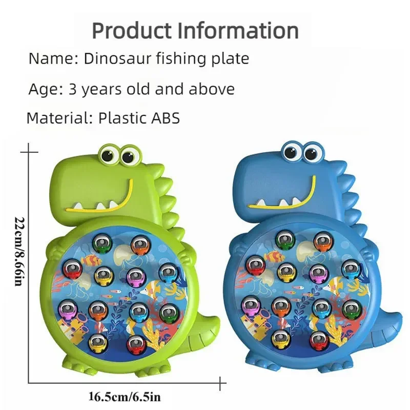 Dinosaur Simple Magnetic Fishing Toys Play Rod Game Toys Child Baby Montessori with Rod Kids Educational Rotating Gift Boy Girls 4