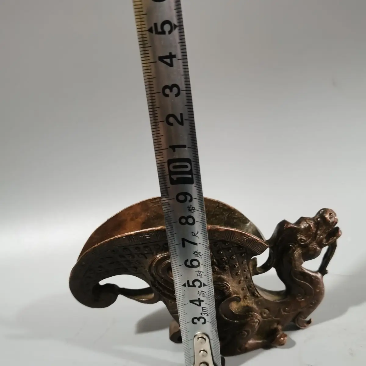 12 CM Antique bronze ware collection, copper dragon heads, ornaments, wine glasses, decoration, home decoration, living room old 4