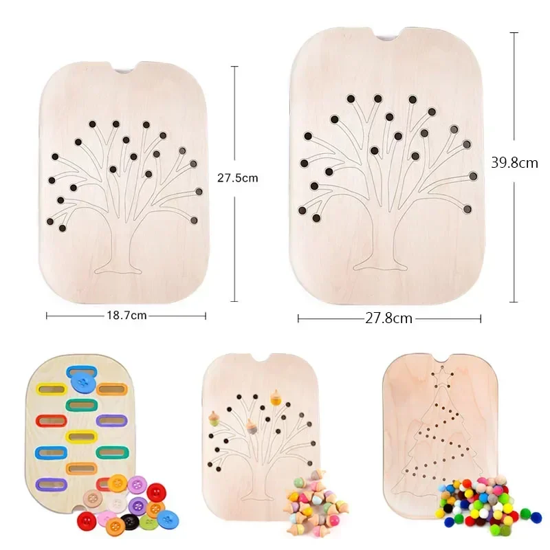 Children's Montessori Sensory Tray Board Game Wooden Christmas Tree Acorn Color Sorter Early Education Training Educational Toys