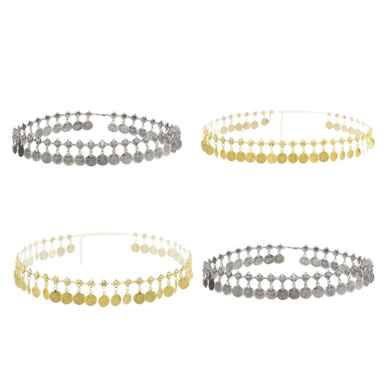 

Coin Belly Chain Indian Coin Tassel Waist Chain Jewelry Dance Dress Belt Gold Silver Bohemian Metal Waist Belt N2UE