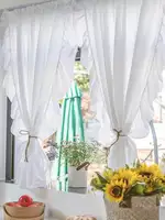 White Half-Curtain Mini for Bedroom Kitchen Door Drape Cafe Window Panel Sheer Tulle Curtain 1 Pcs 1