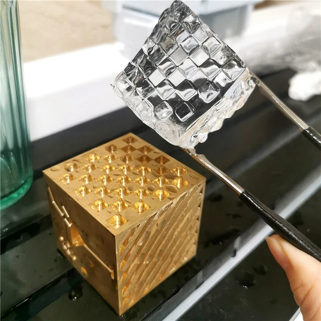 Bar Ice Stamp Brass Ice Plate Honeycomb Ice Mold Branding DIY Cocktails  Whiskey Ice Printing Stamping Bar Tools Carving Icecube