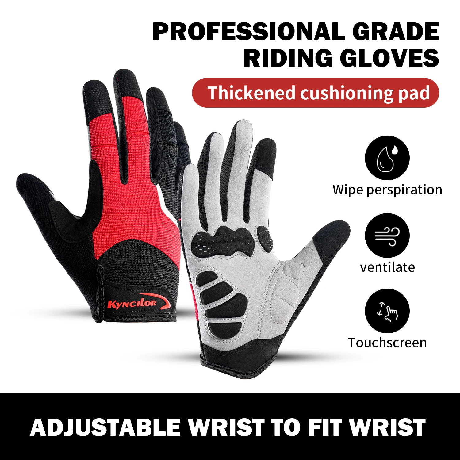 Cycling Anti-slip Full Finger Gloves MTB Bike Bicycle Warm Gloves Pad Men Women Breathable Anti-shock Sports Gloves