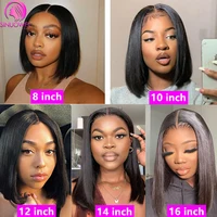 Perruque Bob Lace Front Wig 180% brésilienne naturelle, cheveux courts lisses, 13tage, pour femmes africaines, soldes 6