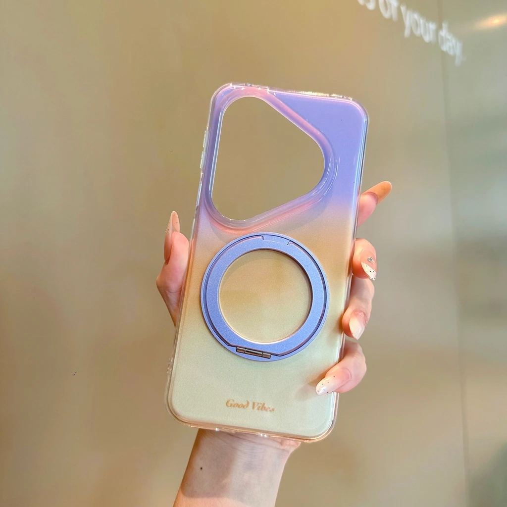 Summer Dopamine Gradient Transparent Border 360° Rotating Stand Phone Case