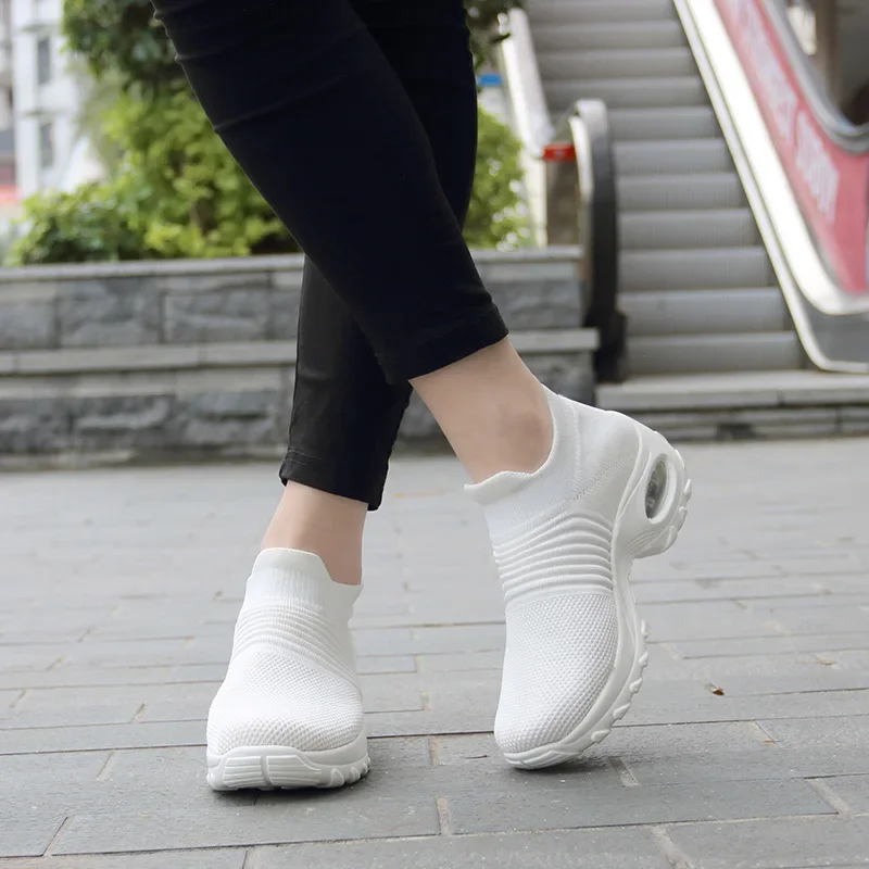Socks Shoes  Air Cushioned Soles  Thick Soles Oversized Breathable Women's  Lace Fabric Chunky platform shoes