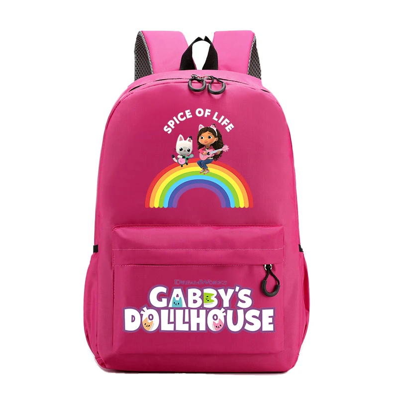 Gabby Dollhouses Backpack Cartoon Anime Knapsack Breathable Student Schoolbag Wear Resistant Canvas Bag Kids Cute Birthday Gifts