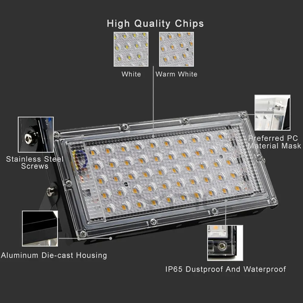 LED Flood Light 50W Outdoor Lighting 220V 240V Waterproof IP65 Reflector Projecteur LED Exterieur Focus Spotlight