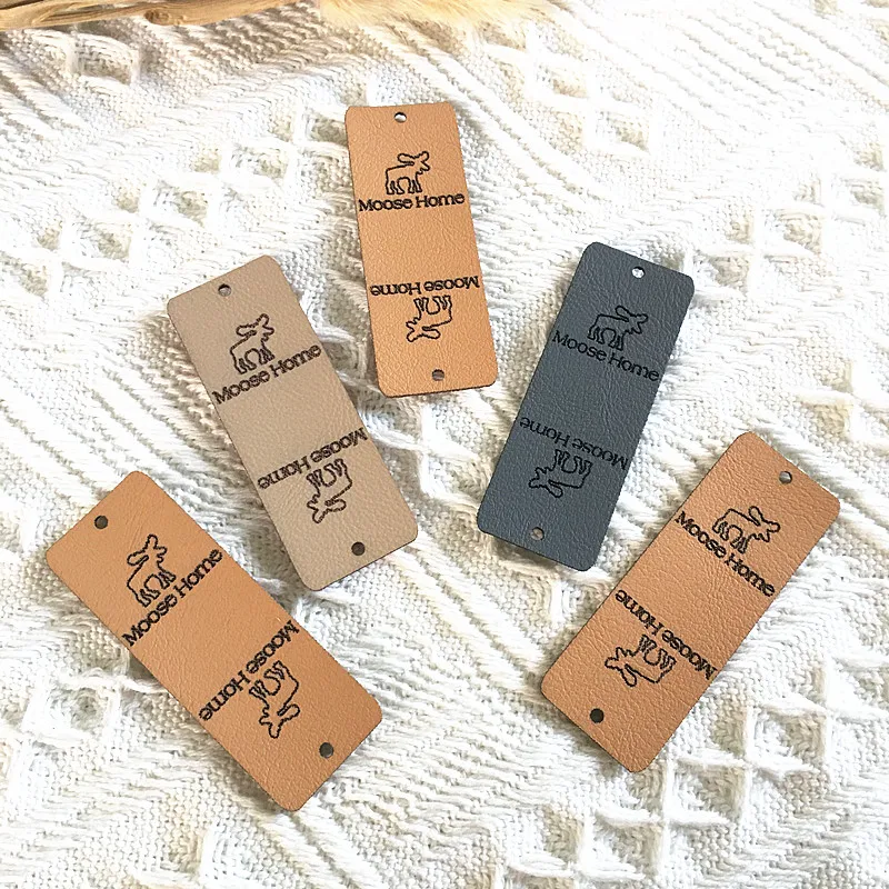 30pcs Handmade leather labels with logo text Personalized knitting clothing  tags with rivets Fold over sewing crochet hats label - AliExpress