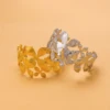 Stylish botanical leaf style exaggerated element bracelet, stainless steel, wide-sided opening adjustable bracelet 4