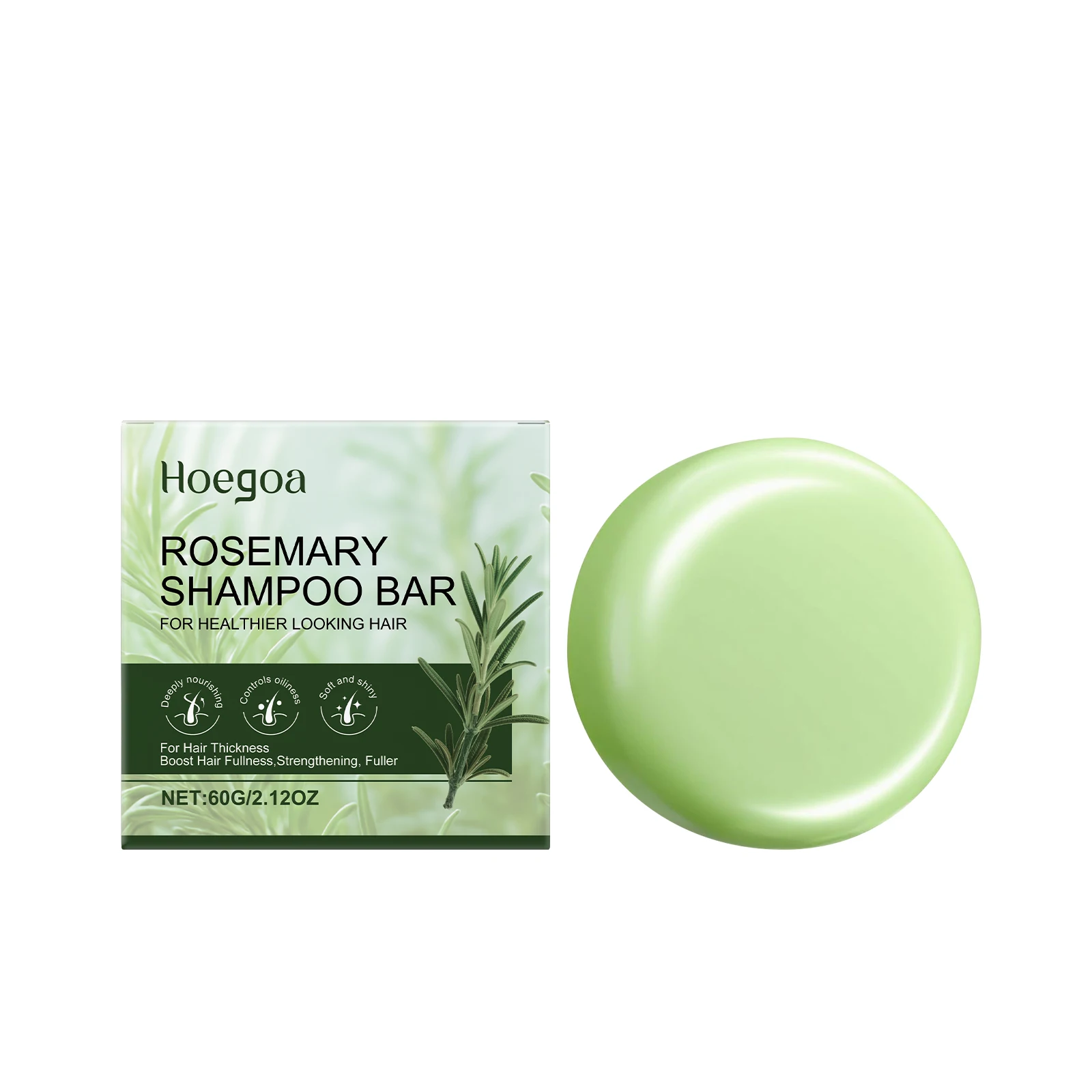 Rosemary Gentle Cleansing Shampoo Bar - Soap Bar for Smoothing, Adding Shine, Nourishing & Caring, Refreshing & Non-Greasy