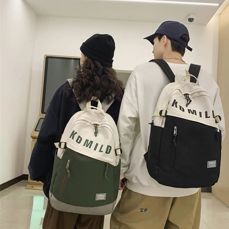 

Trendy Color Contrast Letter Student Shoulder Bag College Students Off-campus Training Large-capacity Book Storage Backpack
