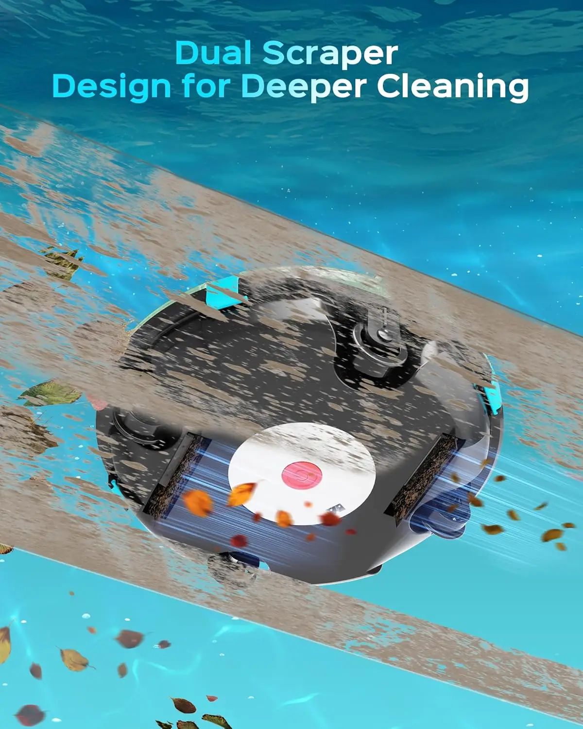Robotic automatic pool cleaner cleaning the floor of a pool
