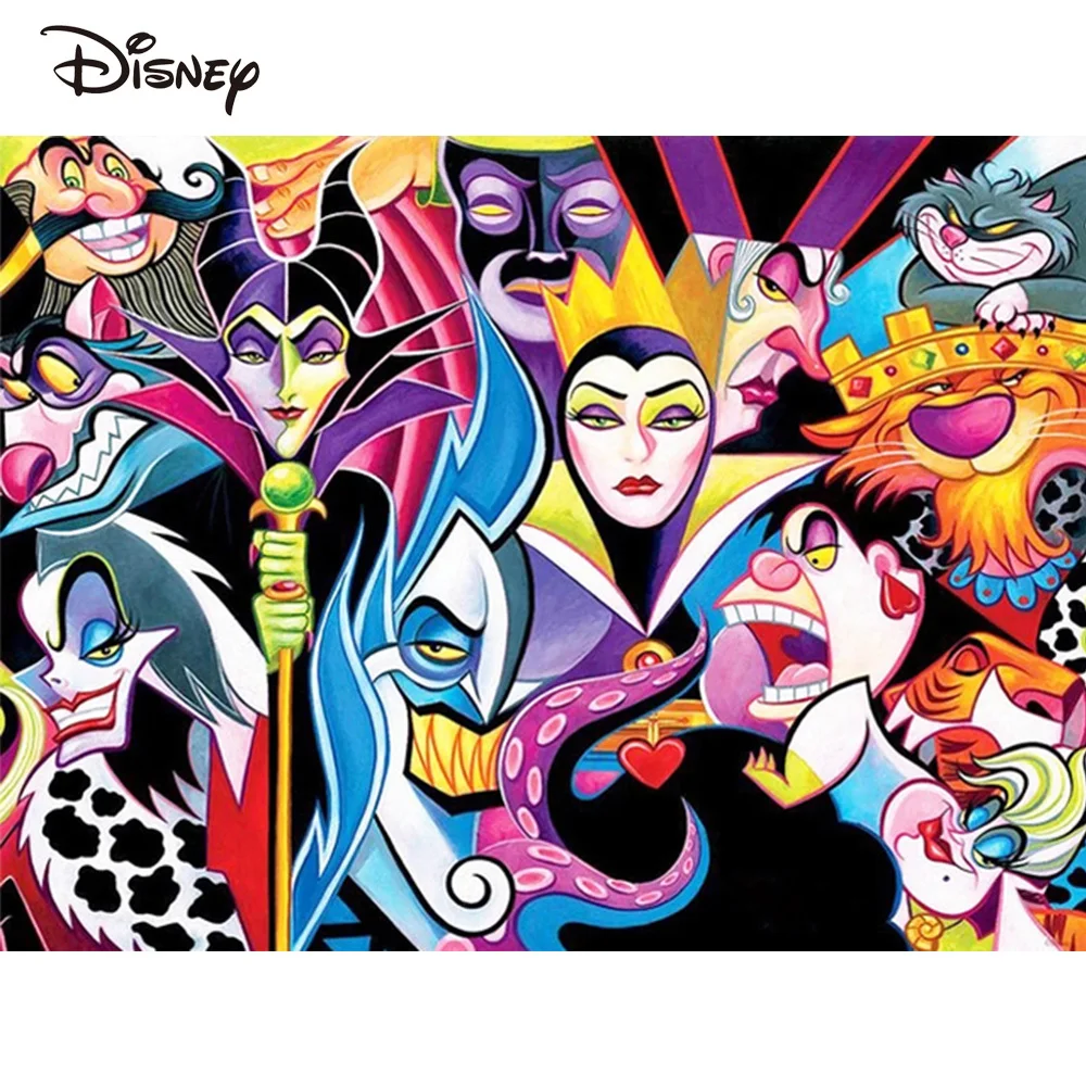Disney-Kit de peinture par numéros avec cadre pour adultes, peinture 5D,  dessin animé, toile de sorcière, peinture à la main, Bad Woman, cadeau de  bricolage
