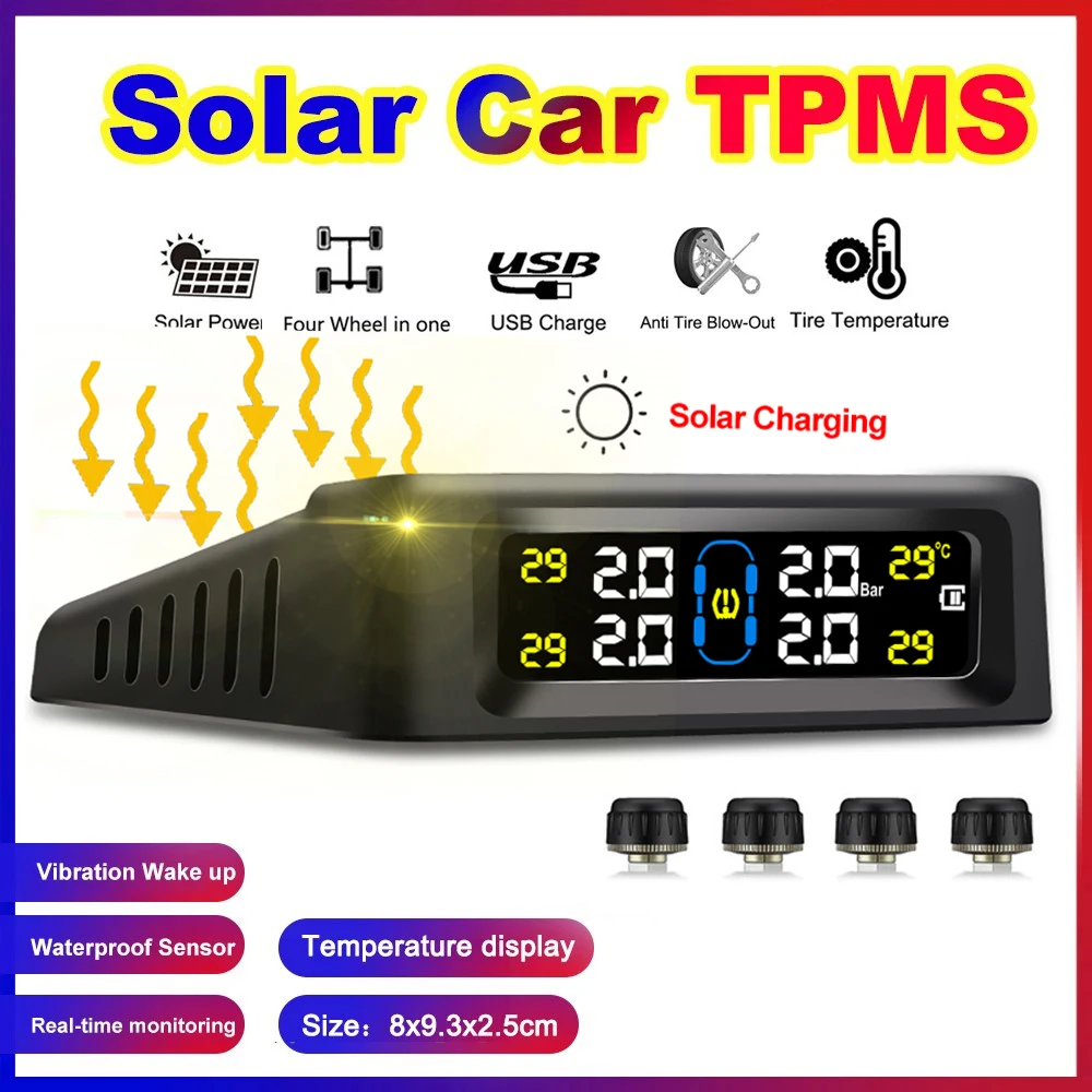 Car Tyre Pressure Monitoring System Solar Power Digital TPMS