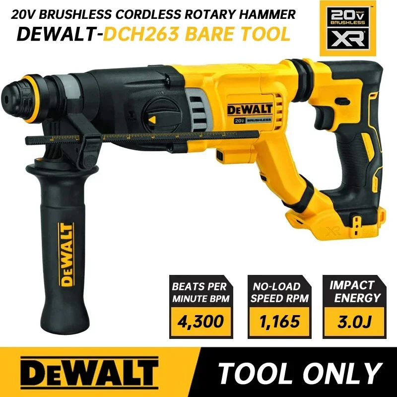 

DEWALT DCH263B Rotary Hammer Tool Only 20V MAX Brushless Motor SDS PLUS D-Handle Electric Demolition Hammer Impact Drill DCH263