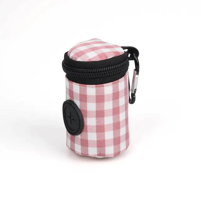 Pet waste bag Checkered pattern Fashionable Easy to carry when going out Waste bag for dog feces Outdoor litter collection bag 5