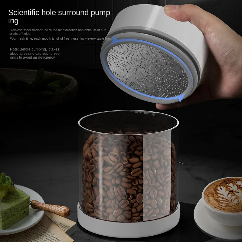 Electric Vacuum Coffee Beans Glass Storage Jar Large Sugar Tea Hermetic Organizer Cans Loose Tea Storage Bottle Kitchen Items 3