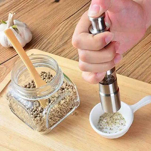 Salt and Pepper Grinder Set, Original Pump are Refillable, Modern Thumb  Press Grinder 