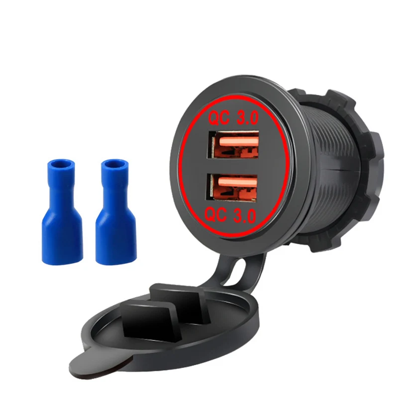 

Dual QC3.0 USB Charger Socket Waterproof Quick Charge 3.0 Power Outlet Adapter for 12V/24V Car Boat Marine Motorcycle