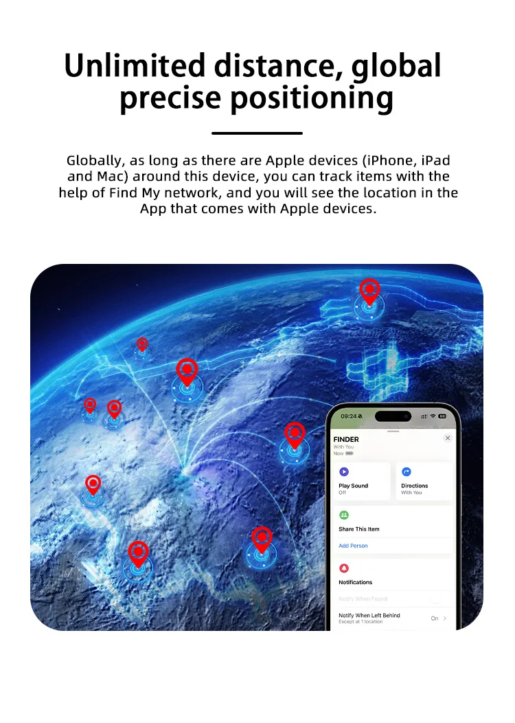 Anti-lose Tracker For Apple Airtag Replacemen via Find My Bluetooth GPS Tracker
