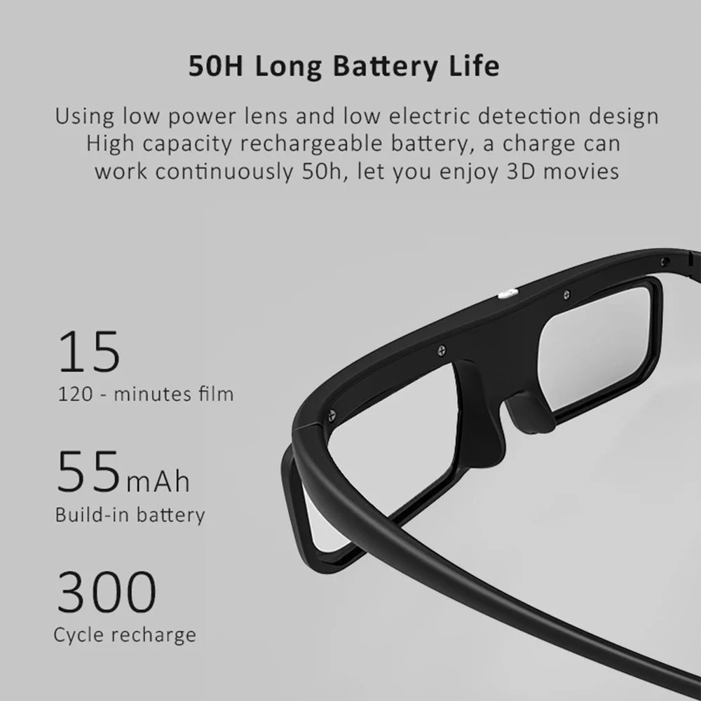2025 Hot Link Active Shutter 3D Glasses USB Rechargeable Eyeglasses For Home Cinema DLP Projector Eyewear Not For All TV_voghion.com
