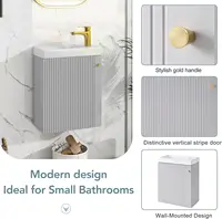 Modern Combo Bathroom Vanity with Ceramic Basin 16" Bathroom Vanity Sink for Small Space, Wall Mounted Cabinet Set 2