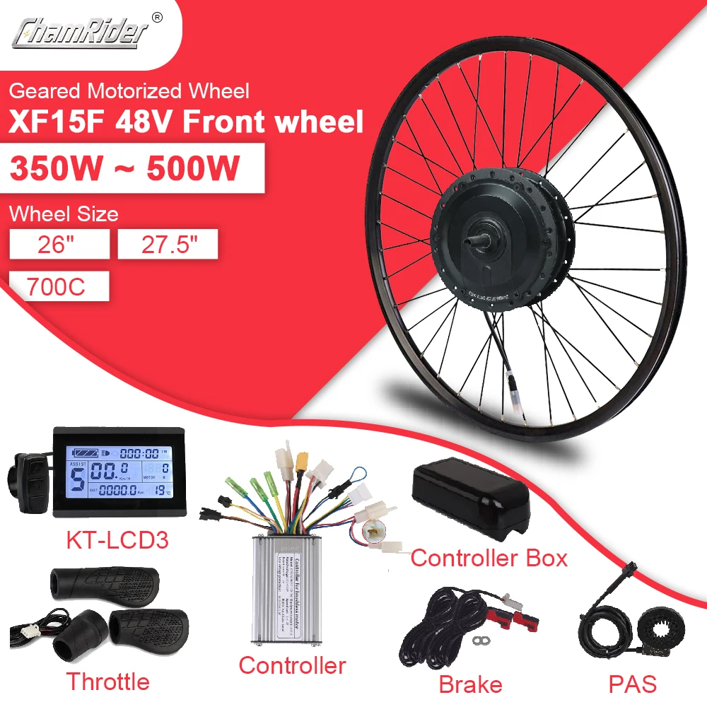 

ChamRider XF15F Front Motor Wheel 48V Electric Ebike Conversion Kit 36V Bicycle Kit MXUS 350W 500W Geared Hub Motor