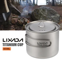 Lixada 1600ml Titanium Pot Ultralight Portable Hanging Pot with Lid and Foldable Handle Outdoor Camping Hiking Backpacking 2